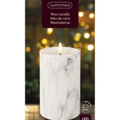 Ledkaars Marble wit 16,5cm hoog^Trendhopper Sale