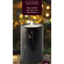 Ledkaars Marble zwart 16,5cm hoog^Trendhopper Clearance