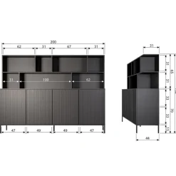 Wandkast Gravure New Grenen Zwart^Trendhopper Best