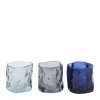 Waxinelichthouder helder glas blauw set van 3^Trendhopper